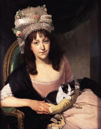 Johann Zoffany Portrait of Sophia Dumergue holding a cat France oil painting art